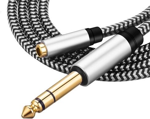 3.5mm to 1/4 Adapter, 6.35mm 1/4" Male to 3.5mm 1/8" Female TRS Stereo Audio Cable, Nylon Braid Compatible for Amplifiers, Guitar, Piano, Home Theater Devices in Kuwait