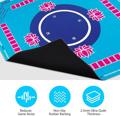 Mahjong Mat - 3.8 ملم تقليل الضوضاء سميك Mahjong Mat للجدول ، 31.5 × 31.5 بوصة لا يزداد طاولة اللوحة لألعاب بطاقات البوكر وألعاب البلاط ، دومينوز in Kuwait