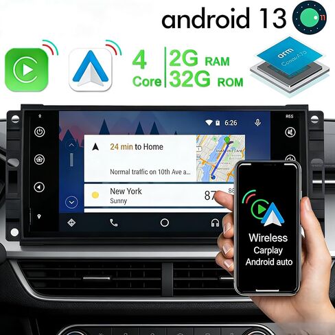 Stereo Double Din Car Stereo Android 13 Car Stereo للفترة 2008-2016 لـ Chrysler Town & Country 2009-2010 لـ Dodge for RAM 1500 2500 3500 2007-2018 لـ Jeep Wrangler 7inch 4+64GB Bluetooth 4 Car Steroo in Kuwait