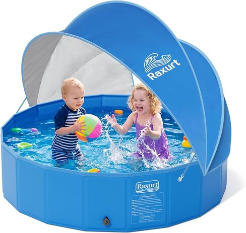 Dog Pool with Sprinkler, 79'' Foldable Dog Pools for Large Dogs, 2-in-1 Sprinkler Pool Heavy Duty, PVC Non Slip Pet Bathing Tub for Outdoor Backyard, Blue in Saudi Arabia