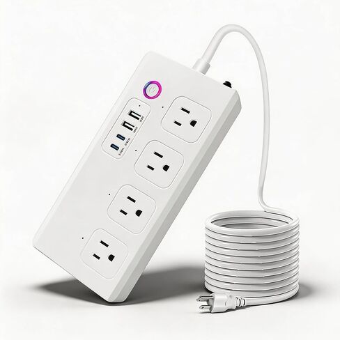 Zigbee Smart Power Strip Surge Protector, Extension Cord w/ 4 Individually Controlled AC Outlets & 4 USB Ports, Voice/Remote Control Compatible with Alexa & Google Home, Tuya Zigbee Gateway Required in Saudi Arabia