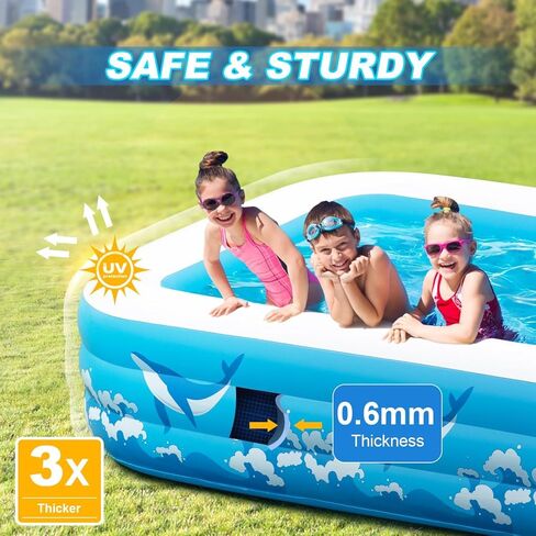 حمام سباحة كبير قابلة للنفخ للأطفال البالغين ، 130 "× 72" x22 "برك حمامات سباحة الأطفال مع مضخة ، حمامات سباحة عائلية كبيرة الحجم كبيرة الحجم 10.5 قدم فوق المسبح في الهواء الطلق ، في الهواء الطلق ، حديقة in Kuwait
