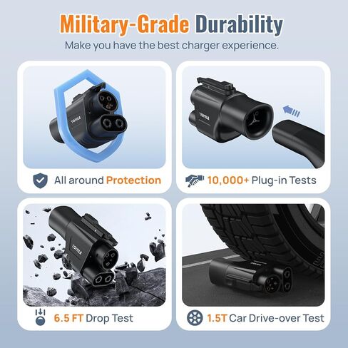 Adapter for Tesla to J1772 EV Charger, Max 60A 250V EV Charge with Press-Safety-Lock, for NACS to J1772 Charging Adapter Compatible with Tesla Wall Connector/Destination/Mobile Charger for J1772 EV in Saudi Arabia