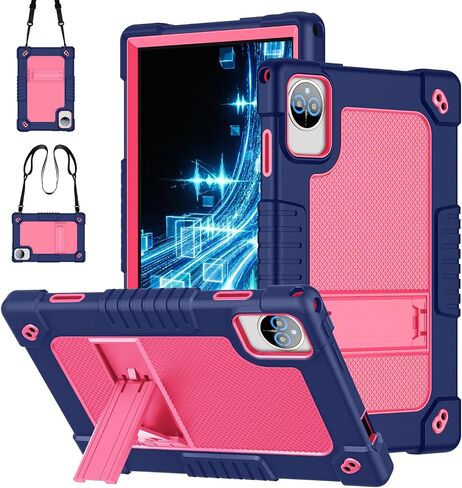 for ZONKO D106 10 inch Android 14/for VOZIZOV D106 Tablet Android 14 2024 Case Heavy Duty Case Built in Shoulder Strap Kickstand Hand Free for ZONKO D106/MOONSTARS D106B Tablet (NavyPink) in Kuwait