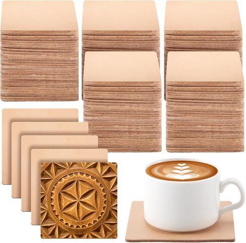 Bulyoou 25 Pcs Round Vegetable Tan Leather Coaster 3-1/4" Circular Tooling in Kuwait