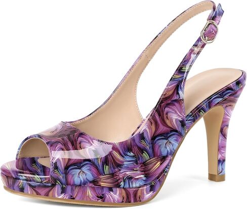Joseywade Women's Peep Toe Platform Slingback Heels 3.5 Inch High Heel Dress Shoes in Saudi Arabia