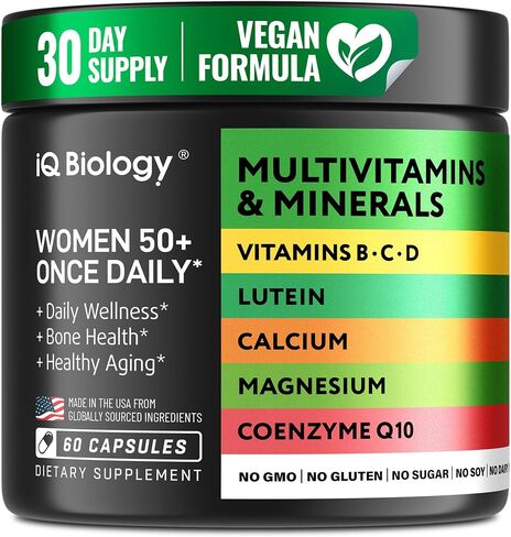 Daily Multivitamin for Energy & Immune Support - Zinc, Vitamins A B6 B12 C D E, Biotin, Lutein, Folate, Folic Acid, Selenium, Copper, Calcium 25mg - Multimineral Supplement for Women Men, 60 Capsules in Saudi Arabia