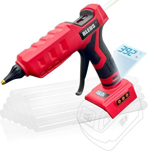 بندقية غراء 100 واط اللاسلكي لبطارية Milwaukee 18V ، LED درجة الحرارة الرقمية قابلة للتعديل 212-392 درجة فهرنهايت ، طاقة عالية محمولة الحجم الكامل مدفع الغراء الساخن مع 10 عصي الغراء (أداة فقط) in Kuwait