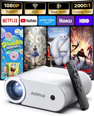 جهاز عرض صغير مع WiFi و Bluetooth ، جهاز عرض Mini Portable لـ iPhone 1080p يدعم أجهزة عرض WiFi WiFi في الهواء الطلق لغرفة النوم ، متوافقة مع الهاتف/اللوحة/الكمبيوتر المحمول in Kuwait