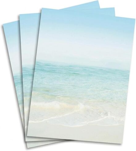 PaperDirect Romantic Paradise Seashore Beach دعوة شرط القرطاسية الورقية ، ورق الحدود ، الرأسية 8.5 × 11 ، 25 ورقة ، ورقة كتابة متميزة أنيقة ، ورق طابعة زخرفية in Kuwait
