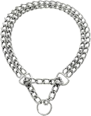 Silver Choke Collar for Dogs,3 Rows Stainless Steel Dog Chain Chew Proof Cuban Link Metal Martingale Collar Heavy Duty Training Boy Girl Puppy Collar for Small Medium Large Big Breed Pet,M in Kuwait