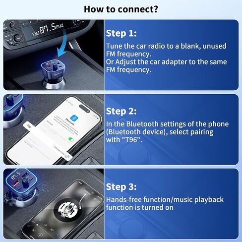 Bluetooth 5.3 FM Transmitter Car Adapter - SONRU Car Charger 54W [PD 36W & QC3.0 18W], Wireless FM Radio Transmitter [HiFi Treble & Bass Player], 5 Colors LED Backlit, Hands-Free Calling, U-Disk in Saudi Arabia