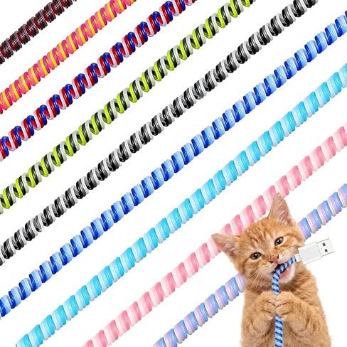 Friends 10 Pcs Cord Protectors from Pets No Chew 43.3",Classic Colors | Spiral Cable Protector, Phone Charger Cover, Data Cable Protective Sleeve Chew Proof, USB Wire Cover Stylish, Cat Dog Rabbit in Kuwait