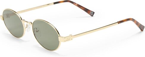 Le Specs Poseidon Deux Sunglasses - Gold Khaki, Round, Unisex, Contemporary 90s Style in Saudi Arabia