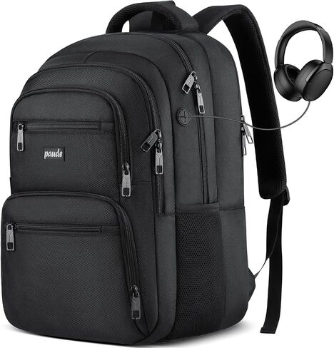 Paude Laptop Backpack ، حقائب الظهر المدرسية على ظهر المدرسة مع USB لأعمال مكتب طلاب الجامعات الثانوية ، مقاومة للماء in Kuwait