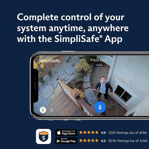 SimpliSafe 5 Piece Wireless Home Security System - Optional 24/7 Professional Monitoring - No Contract - Compatible with Alexa and Google Assistant,White in Kuwait