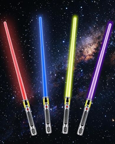 4 Pack 7 Colors Light Up Saber, Extendable Led Light Saber with FX Sound(Motion Sensitive), Galaxy War Fighter Sword Toy for Kids, Halloween Xmas Birthday Present in Kuwait