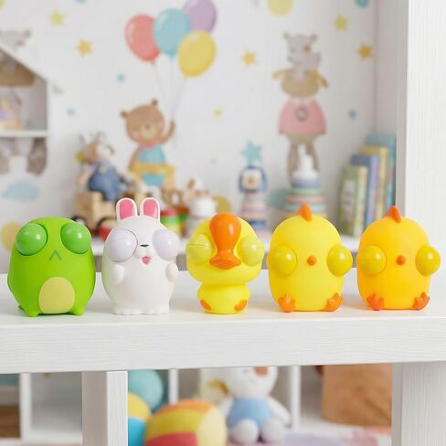 4 حزمة عيد الفصح الضغط على ألعاب العيون ، أرنب Chick Duck Frog Toys for Kids Girls Boys Easter Staints Sugchsers Party Favors Gifts in Kuwait
