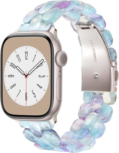 V-MORO Resin Bands Compatible with Apple Watch Band,41mm/40mm/38mm/42mm | Fashion Lightweight Strap for iWatch Series 11/10/9/8/7/6/5/4/3/2/1/SE3,Women Jewelry Dressy Bracelet Adjustable,Ivory White in Kuwait