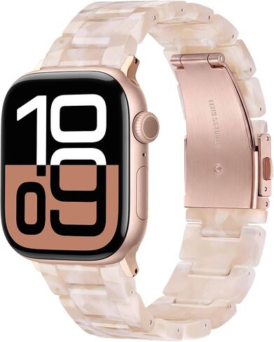 سوار راتنج V-MORO متوافق مع سلسلة 7/8/9 Apple Watch Bands 41mm/40mm/38mm حزام راتنج عصري لسلسلة iWatch 6/5/4/3/2/1/SE خفيف الوزن سوار معصم بديل للنساء (أبيض أورورا، 38 /40/41 ملم) in Kuwait
