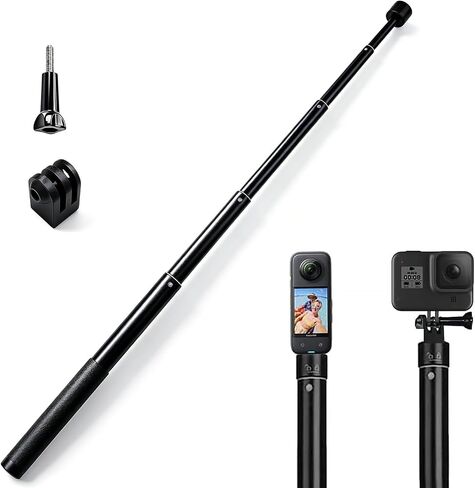 VVHOOY عصا سيلفي غير مرئية لكاميرا مونوبود مقبض يد محمول متوافق مع GoPro Hero 12 11 10 9 8 7/AKASO EK7000 Brave 4 Brave 7 LE/Insta360 x x2 x3/Exprotrek 15-66.2 بوصة in Kuwait