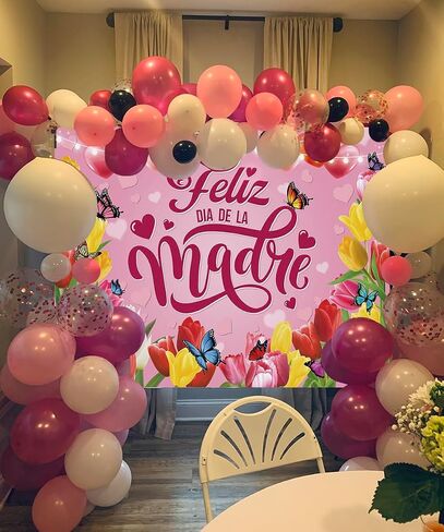 Feliz día de la Madre Backdrop 7x5ft Pink Tulip Mexican Depy Happy Mother Decorations أفضل أمي على الإطلاق ، in Kuwait