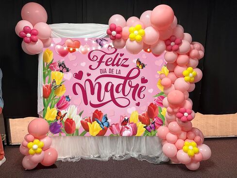 Feliz día de la Madre Backdrop 7x5ft Pink Tulip Mexican Depy Happy Mother Decorations أفضل أمي على الإطلاق ، in Kuwait