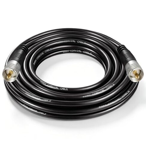 كابل محوري RFAdapter RG8x، كابل محوري CB، كابلات هوائي CB 50 قدم UHF PL259 ذكر إلى ذكر منخفضة الخسارة، 50 أوم لراديو HAM، محلل الهوائي in Kuwait