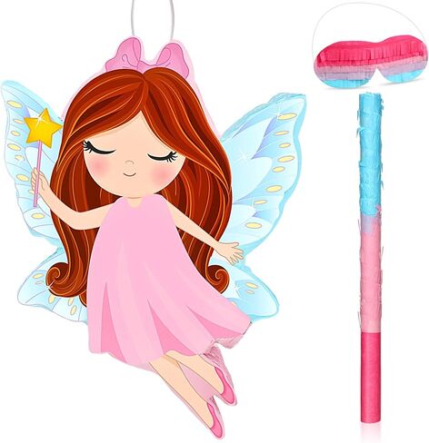 Threan Princess Fairy Piñata Girl Princess Party Piñata مجموعة تشمل الأميرة الوردية Piñata عصا العصا عصا عصيدة اللجنة لميكور الأميرة ديكور حفلات عيد ميلاد الطفل ، 16.1 × 12.1 × 3 بوصة in Kuwait