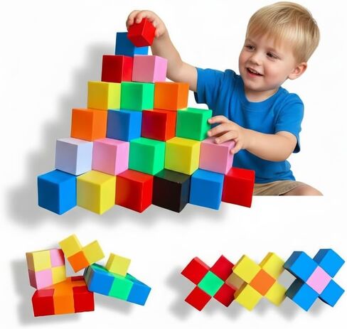 Magnetic Blocks 1.18 inch,Large Magnetic Building Blocks for Toddlers 3 4 5 6 7 Magnet Cubes, Preschool STEM Sensory Montessori Autism Toys for Kids 3-7 Birthday Easter Gifts（40Pcs） in Kuwait