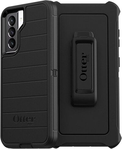 حافظة OtterBox Defender لهاتف Samsung Galaxy S21+ 5G، مقاومة للصدمات والسقوط، متينة للغاية، حافظة واقية، تم اختبارها 4X وفقًا للمعايير العسكرية، أسود in Kuwait