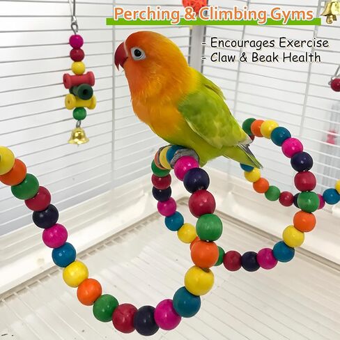 Bird Foraing Toys, Large Size Parrot Toy, Parakeet Toys, Bird Toys Hammock Swing,Grass Mat with Colorful and Various Chew Toys for Climb, Shredder, Suitable for Cockatiel, Conure, Lovebird in Kuwait
