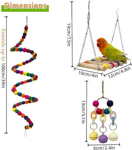 Bird Foraing Toys, Large Size Parrot Toy, Parakeet Toys, Bird Toys Hammock Swing,Grass Mat with Colorful and Various Chew Toys for Climb, Shredder, Suitable for Cockatiel, Conure, Lovebird in Kuwait