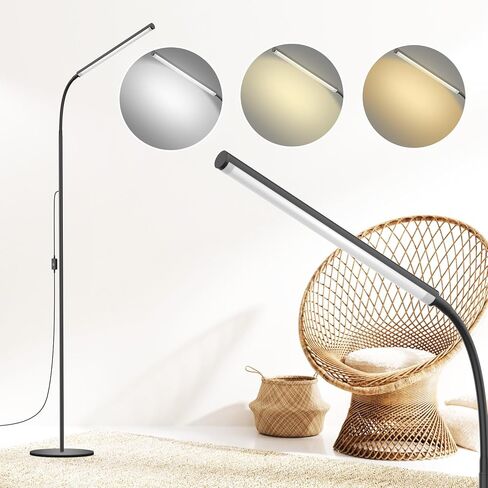 15W Floor Lamp with Touch Control Adjustable Brightness 3500K-7000K 360° Gooseneck LED Floor Lamps Eye-Caring Floor Lamp for Living Room, Bedroom & Office Stepless Dimming Standing Lamp in Saudi Arabia