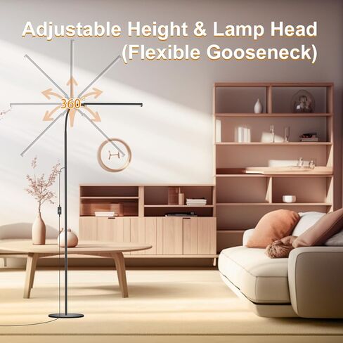 15W Floor Lamp with Touch Control Adjustable Brightness 3500K-7000K 360° Gooseneck LED Floor Lamps Eye-Caring Floor Lamp for Living Room, Bedroom & Office Stepless Dimming Standing Lamp in Saudi Arabia