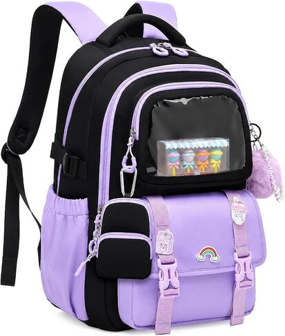 Girls Backpack, Kawaii Kids Backpacks for Girls Multiple Pockets School Bookbag for Primary Elementary School in Kuwait
