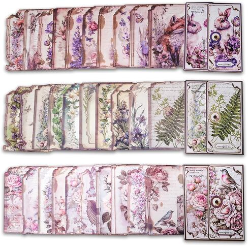 Siblymona 90pcs ورقة decoupage العتيقة للحرف اليدوية - ورقة أرز نباتية خمر 3.9x5.5 بوصة Scrapbook Junk Journal Supplies (MJhy ، A) in Kuwait