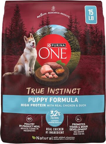 Purina ONE True Instinct with Real Chicken and Duck High Protein Puppy Food Formula Natural with Added Vitamins, Minerals and Nutrients - 15 lb. Bag in Saudi Arabia