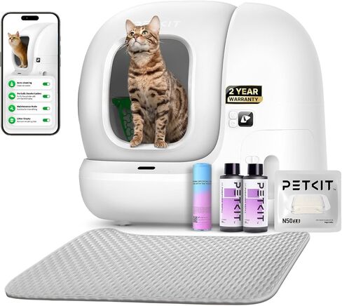 Petkit Puramax 2 مربع القمامة Cat Cleaning Cleaning Self ، مربع فضلات القطط الأوتوماتيكي المُطوّرة للقطط المتعددة يشمل K3 و N50 2.0 ، التحكم في التطبيق/XSecure/خالي من الرائحة in Kuwait