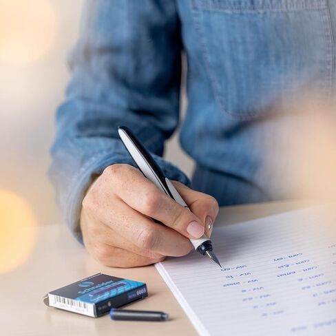 Schneider Ray Fountain Pen M (متوسطة) ، قابلة لإعادة التعبئة ، برميل رمادي أزرق داكن/رمادي فاتح ، خرطوشة حبر زرقاء قابلة للمحو ، حزمة 1 قلم (168203) in Kuwait