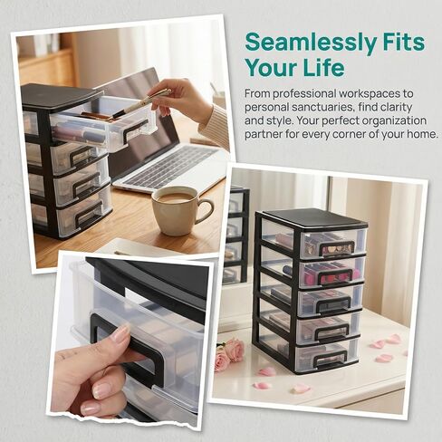 5-layer Plastic Drawer Storage Organizer: Plastic Desk Drawer Organizer Stackable Storage Drawers Desk Organizers And Accessories With Drawers For Bathroom, Office, And Craft Supplies in Kuwait