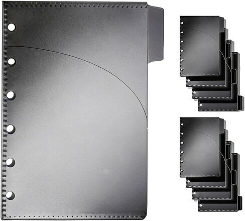 NatsumeBasics 8pcs أسود A7 Binder Pocket Dividers 4 علامات التبويب Mini Planner إدراج الأظرف النقدية PP لـ 6 مستلزمات ملحقات الموازنة (الأسود 3.5 ") in Kuwait