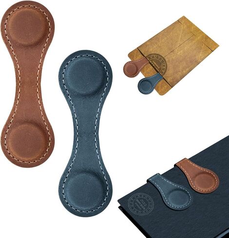 2pcs الإشارات المرجعية الجلدية المغناطيسية ، أفضل علامات صفحة كتاب عتيقة هدية لقراءة الرجال المعلمين المعلمين ، علامات كتاب مغناطيسي أصلي مصنوعة يدويًا من 2 (الأرض البنية+الأزرق البروسي) in Kuwait