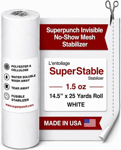 Superpunch غير مرئي مثبتات شبكة عدم العرض ، 1.5 أوقية كوتاواي لآلات التطريز-100 صفائح مسبقة 7.5 بوصة × 8 بوصة ، خفيفة الوزن خفيفة الوزن مثبتات الماكينة الداعمة المصنوعة في الولايات المتحدة الأمريكية (أبيض) in Kuwait