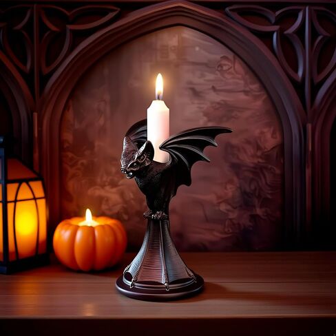 Halloween Decor Gothic Candleholder Owl Candle Holder, Black Candlestick Holder Resin Ornament, Home Tabletop Decoration, Christmas Decor, Party Favors (owl) in Kuwait