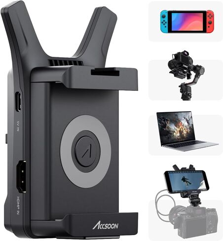 نظام نقل الصور Accsoon CineView Nano HDMI لمثبت الكاميرا RS2/RS3/RS3 Pro/Camera، جهاز إرسال صور فيديو لاسلكي 5 جيجاهرتز - مع 4 شاشات RX، نطاق 500 قدم وزمن وصول منخفض 0.06 ثانية، إصدار سريع in Kuwait