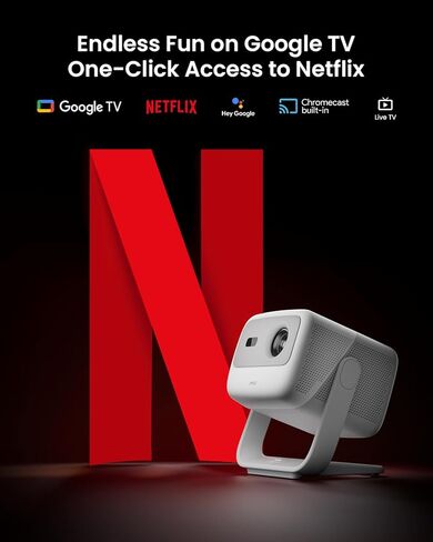 جهاز عرض JMGO N1 المحمول 1080P FHD، يدعم 4K، جهاز عرض أفلام ليزر ثلاثي الألوان MALC ™ 150 بوصة للمسرح المنزلي في الهواء الطلق، تصحيح الصور التلقائي Gimbal، 800 لومن، مكبرات صوت Dynaudio 2x5W، Android TV 11 in Kuwait