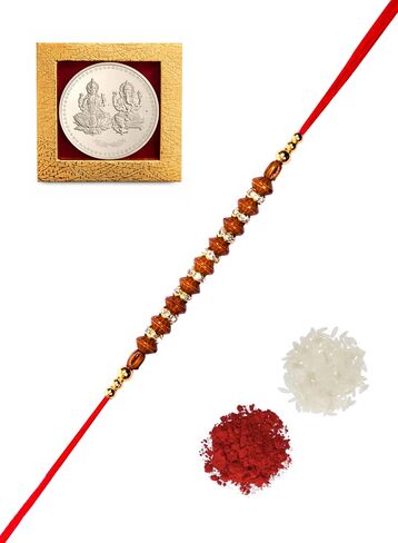 Rakhi/Rakhi for Brother/Rudraksha Rakhi/Rakhi for Brother with Gift Set/Rakhi Bracelet/rakhi for brother and bhabhi/Rakhi Set in Kuwait