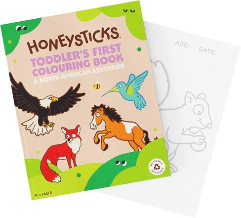 Honeysticks كتاب التلوين الأول للأطفال الصغار 1-3 ، صور كبيرة لطيفة وبسيطة ، 40 صفحة ، كتاب التلوين في مرحلة ما قبل المدرسة التعليمية للأطفال من سن 2-4 in Kuwait