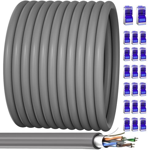 Cat 7 Ethernet Cable 50ft, Triple Shielded Cat 7 Cable Outdoor Indoor White, 24AWG, RJ45 LAN Cable, SFTP Cat7 Internet Network Patch Cable 50ft for Router Gaming PS4/5 in Kuwait
